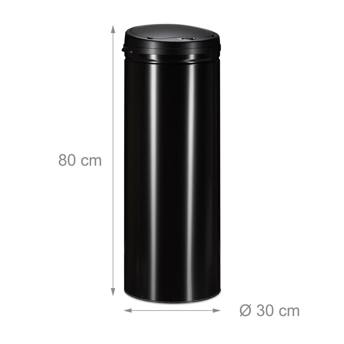 MÜLLEIMER 50l - Schwarz, Kunststoff/Metall (30/80/30cm) - Relaxdays