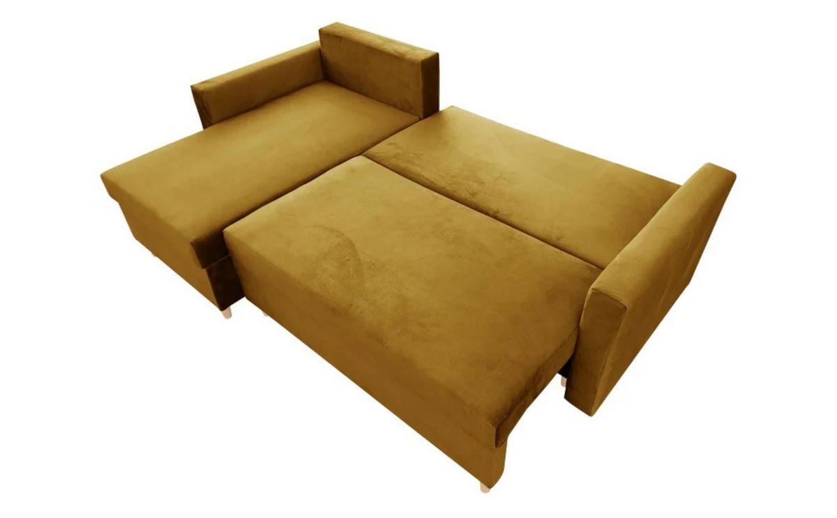 ECKSOFA MON, Gelb, Veloursstoff, Ottomane Universal - Gelb, Textil (222/142cm) - Sepro Meble