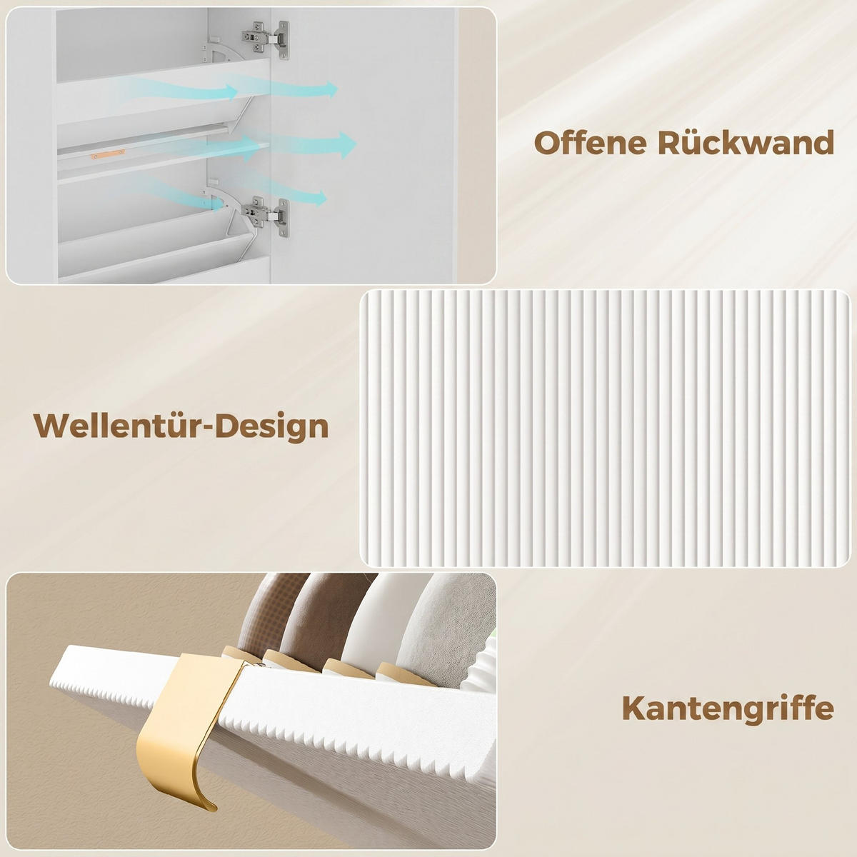 SCHUHSCHRANK Spanplatte MDF Weiß - Alufarben/Weiß, Holzwerkstoff/Kunststoff (24/102.5/80cm) - HOMCOM