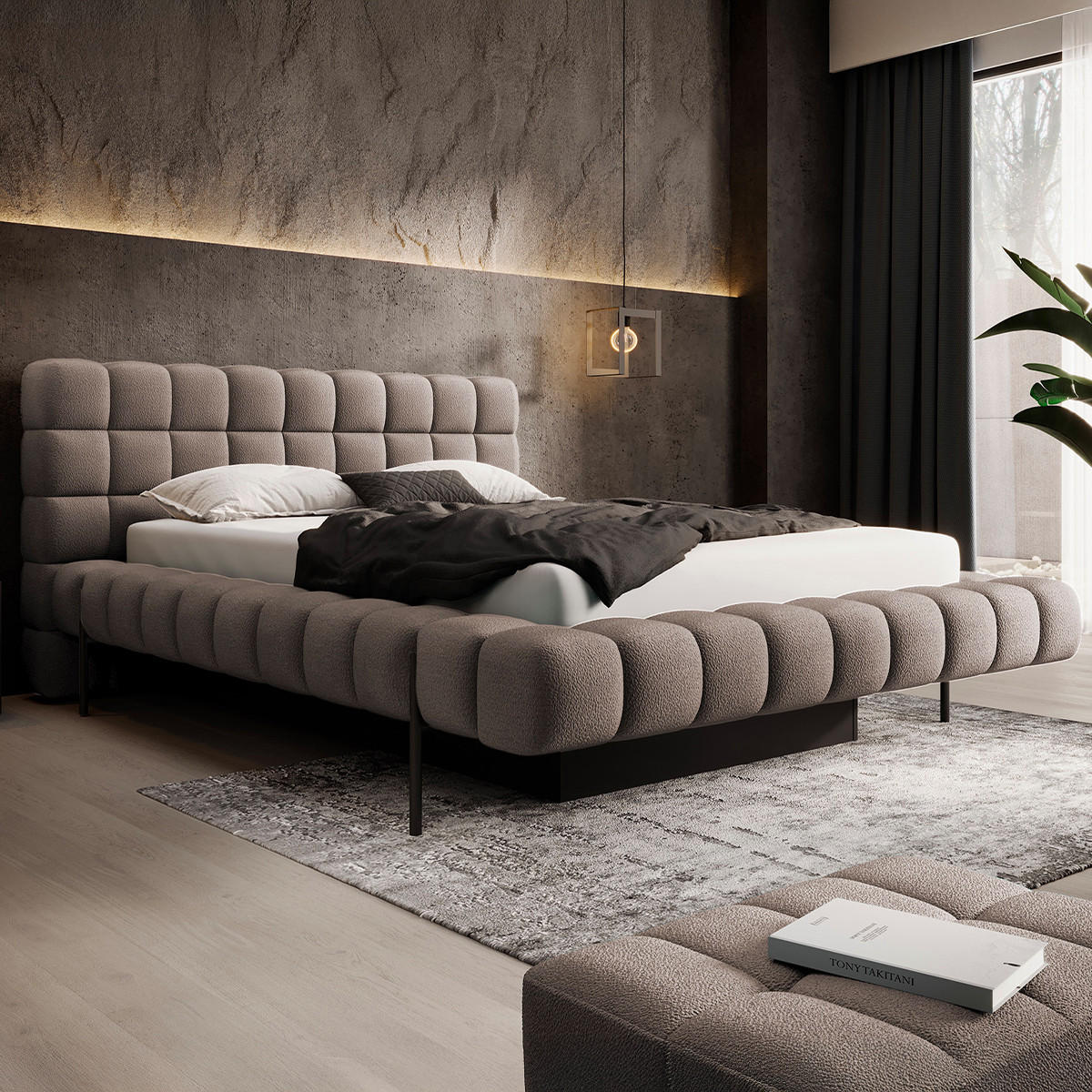 BETT 180/200 Ezio Taupe - Taupe, Holz (180/200cm) - Petits-meubles