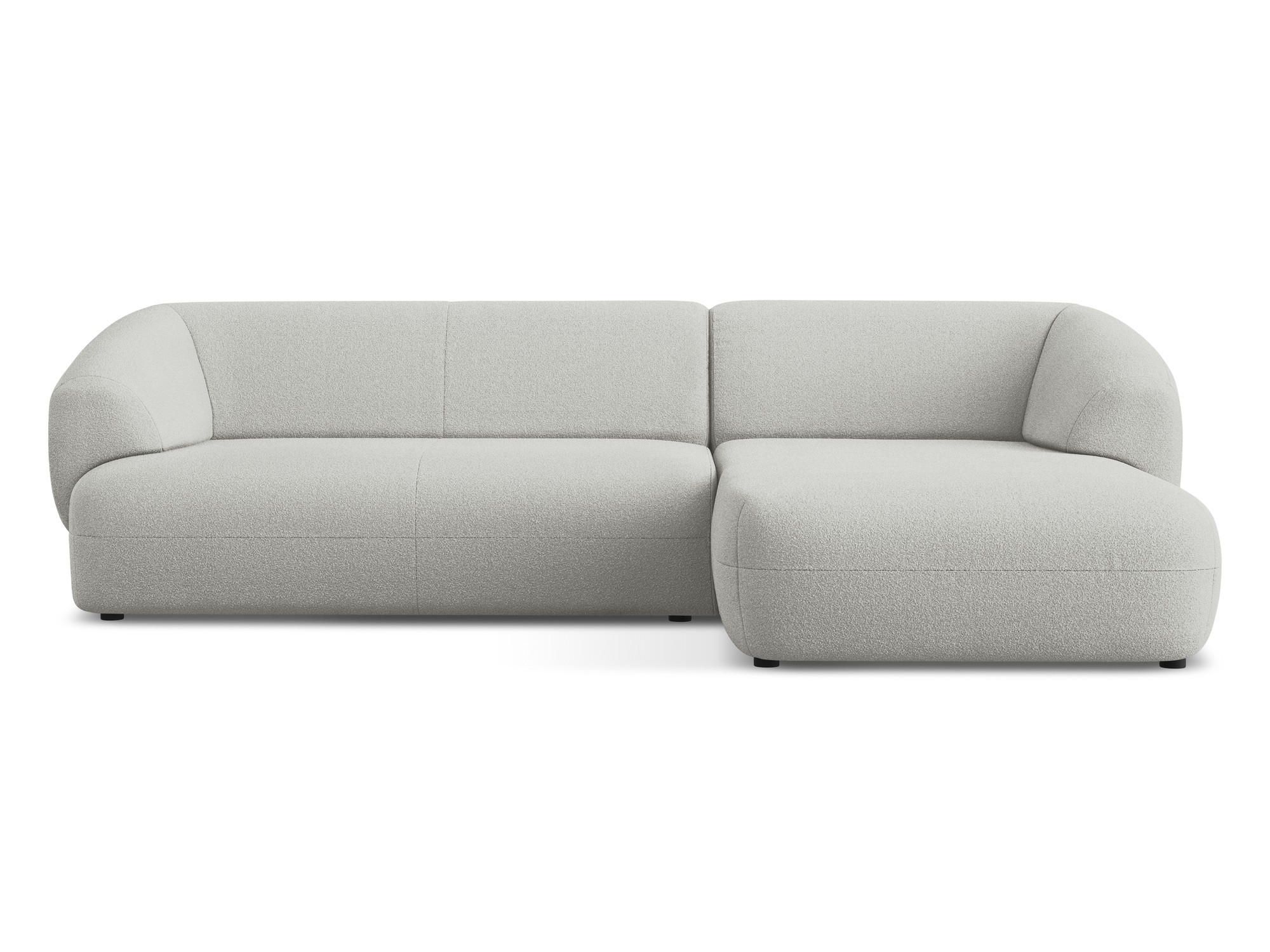 ECKSOFA Rechts Bouclé Stoff Grau - Hellgrau/Schwarz, Kunststoff/Textil (280/156cm) - Makamii
