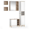 BADMÖBEL-SET Senyo Weiß 4 Teile, mit Hochschrank - Weiß/Sonoma Eiche, Holzwerkstoff (62/54/32cm) - Vicco