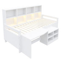 KINDERBETT 90/200 cm DE-32642 mit Schreibtisch, LED und Steckdosen Weiß - Weiß, Holzwerkstoff (90/200cm) - ComfortXL