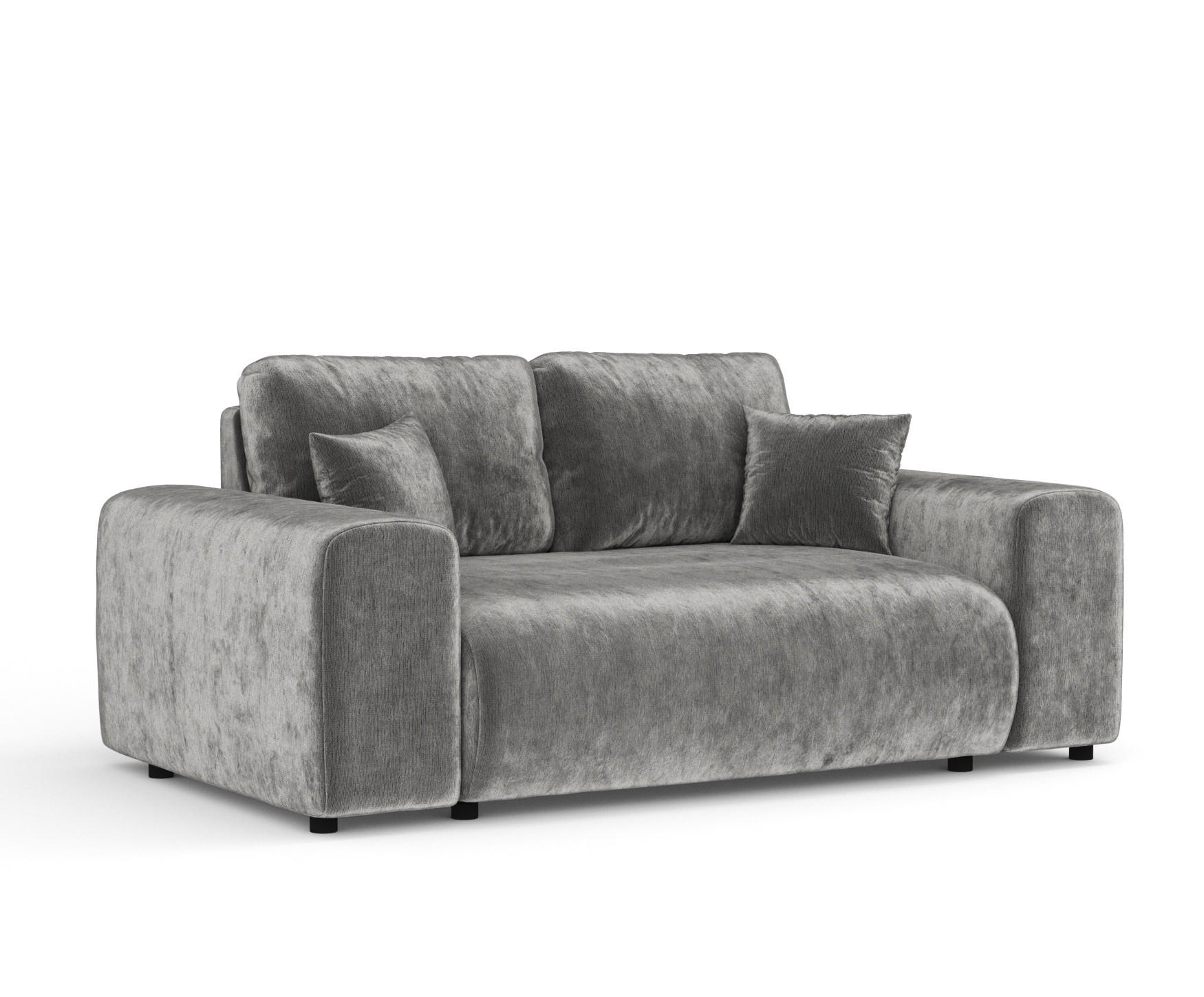 2-SITZER-SOFA Zanzibar Grau Chenille - Schwarz/Grau, Holz/Holzwerkstoff (178/79/108cm) - Maison de Reve