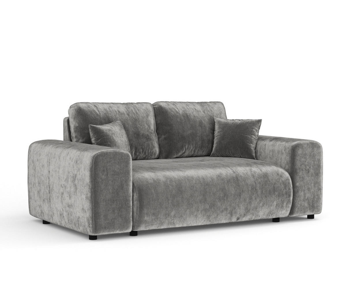 2-SITZER-SOFA Zanzibar Grau Chenille - Schwarz/Grau, Holz/Holzwerkstoff (178/79/108cm) - Maison de Reve