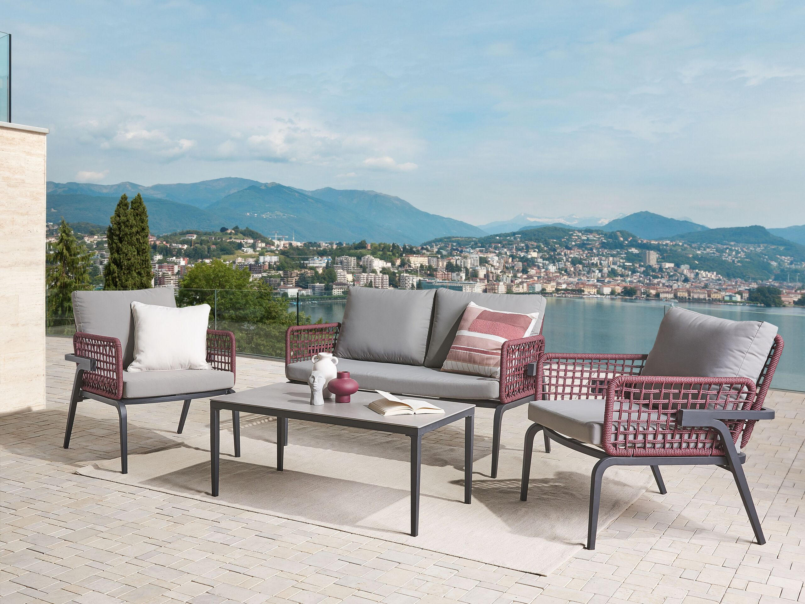 LOUNGE-SET 4-Sitzer grau Sciacca - Grau, Metall - Beliani