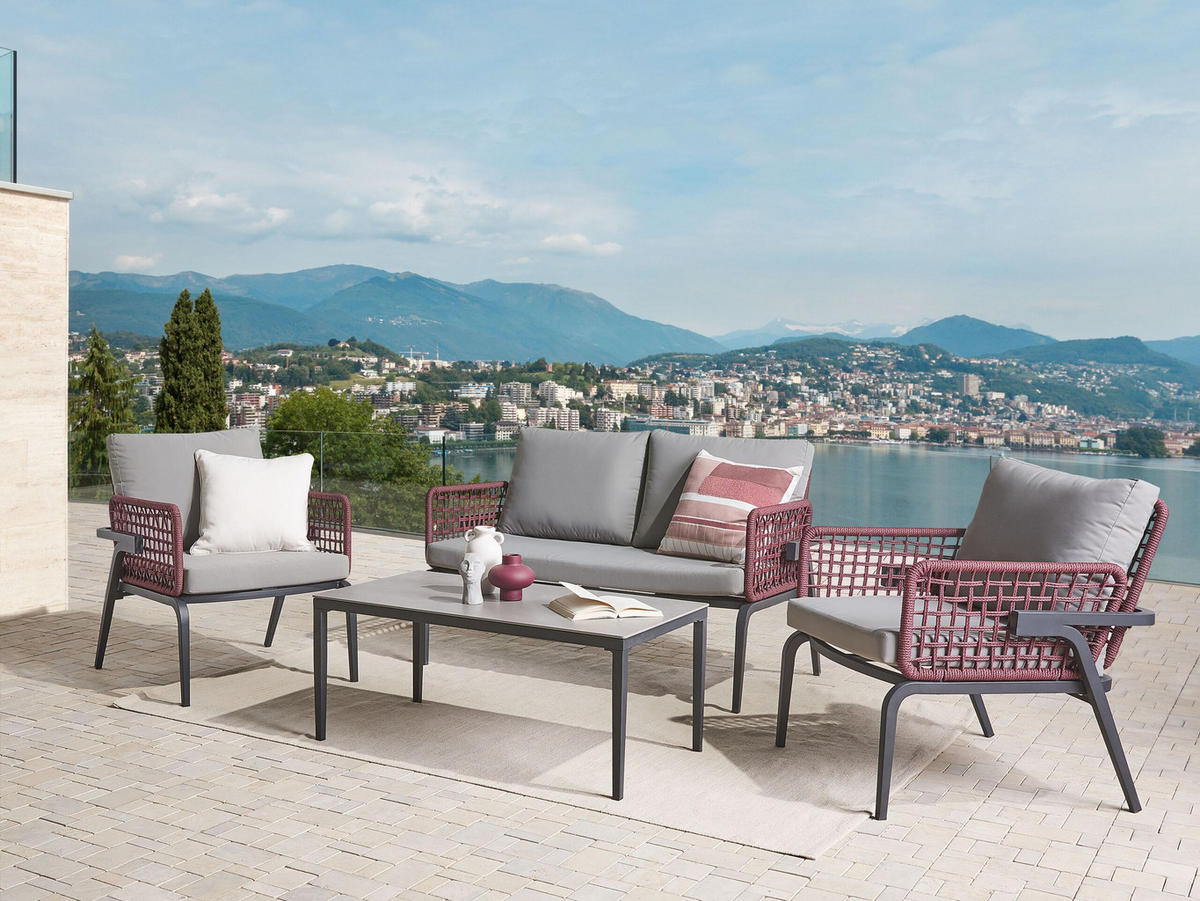LOUNGE-SET 4-Sitzer grau Sciacca - Grau, Metall - Beliani