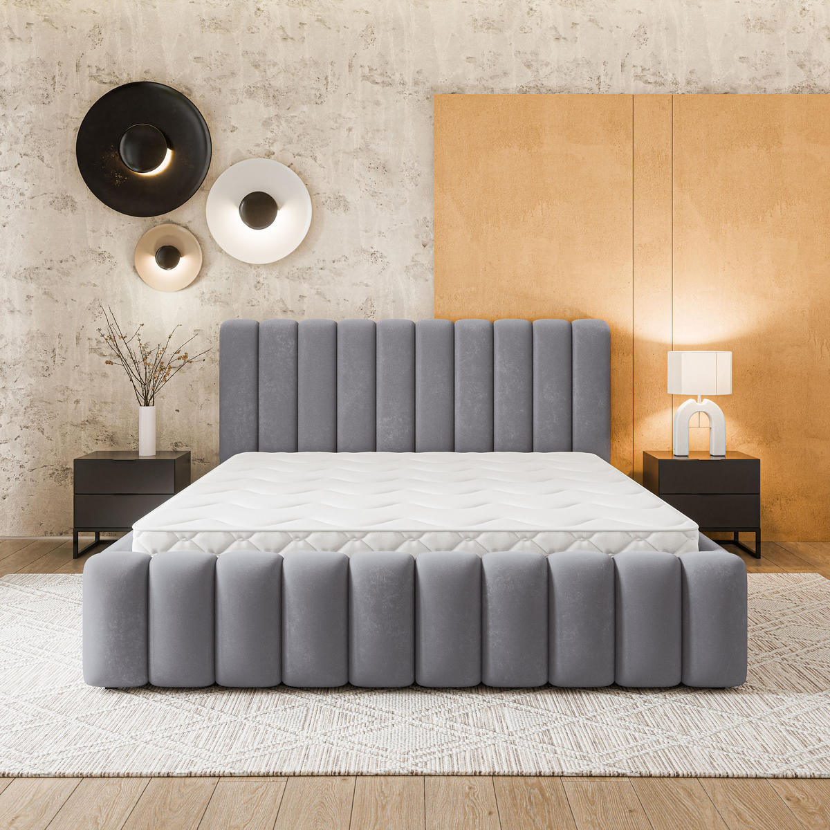 ČALOUNĚNÁ Postel DINESE 120x200 cm Šedá - šedá, kompozitní dřevo/textil (120/200cm) - MASSENO