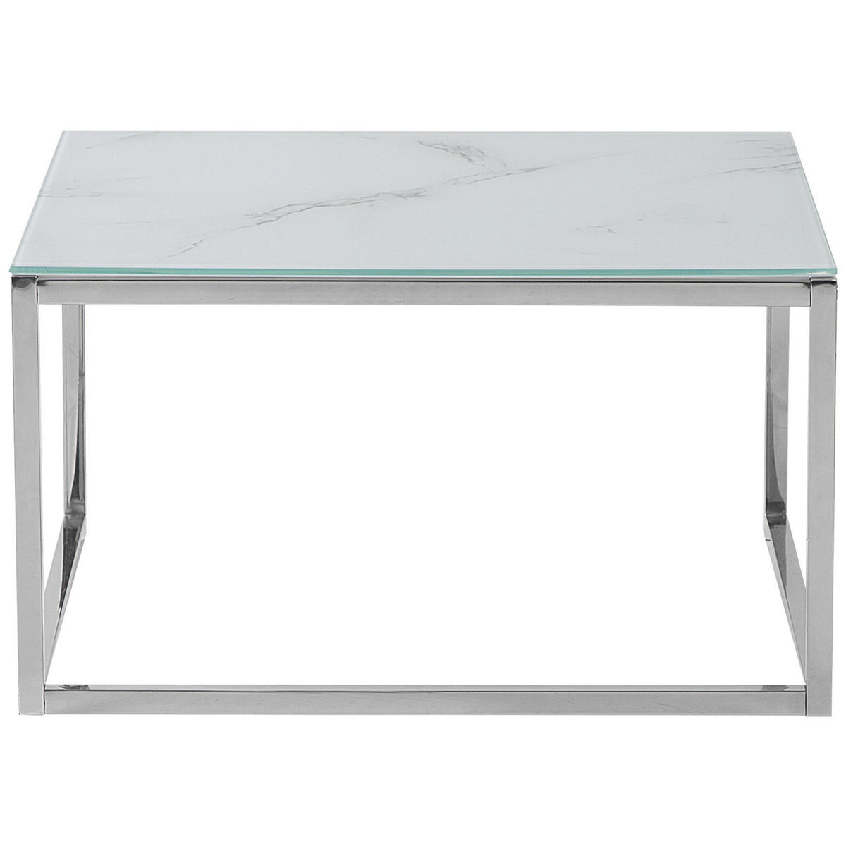 COUCHTISCH 2er-Set Quadratisch Weiß, Silber Brea - Weiß, Glas (60/60cm) - Beliani