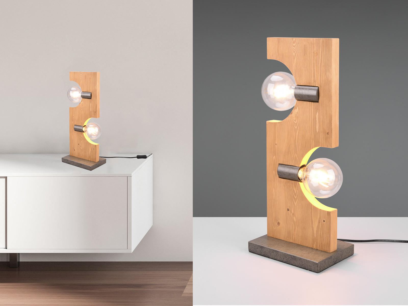 LED-TISCHLAMPE Höhe 52cm, dimmbar, Holz - Naturfarben, Naturmaterialien (15/22/53cm) - meineWunschleuchte