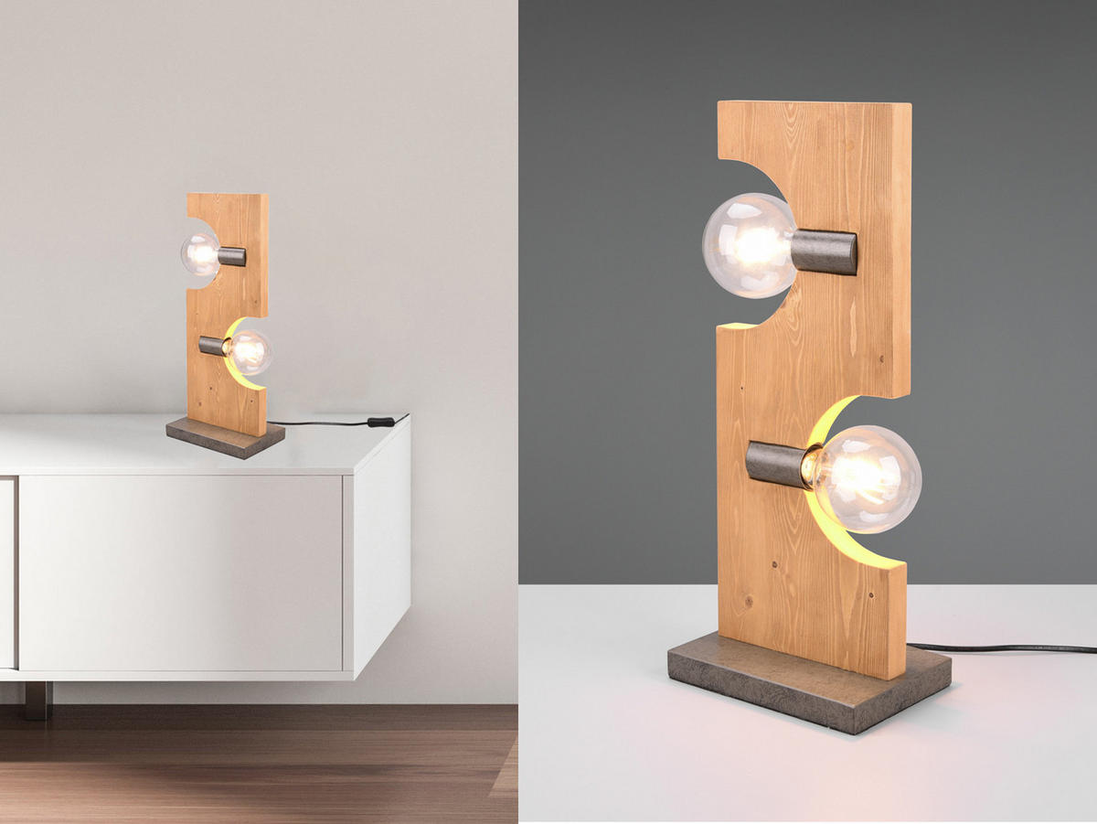 LED-TISCHLAMPE Höhe 52cm, dimmbar, Holz - Naturfarben, Naturmaterialien (15/22/53cm) - meineWunschleuchte
