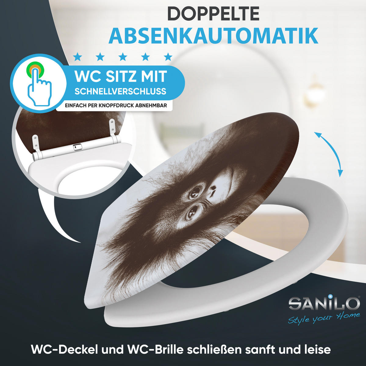 WC-SITZ mit Absenkautomatik & Top Fix Alfred - Braun, Holzwerkstoff (37.7/5.5/48cm) - Sanilo