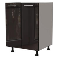 KÜCHENUNTERSCHRANK Essen D11/60 Schwarz Hochglanz / Weiß Matt 60 / 50 / 82cm - Schwarz Hochglanz/Schwarz, Holz/Holzwerkstoff (60/82/50cm) - Feldmann-Wohnen