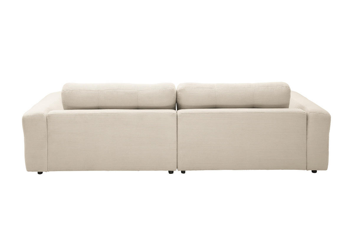 ECKSOFA MIKA Cremeweiß Cord - Creme/Schwarz, Kunststoff/Textil (276/167cm) - KAWOLA