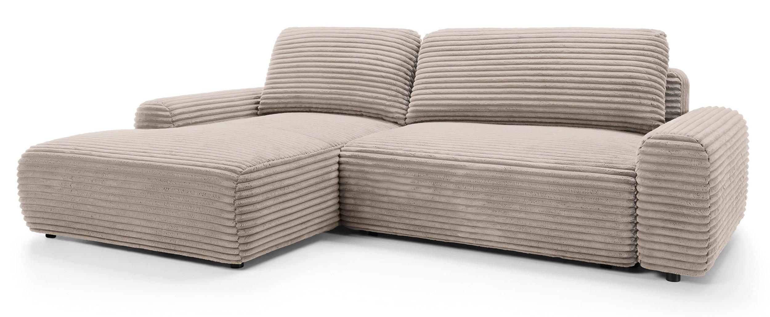 ECKSOFA Alferia Beige mit Cordbezug - Beige/Schwarz, Kunststoff/Textil (264/162cm) - Selsey