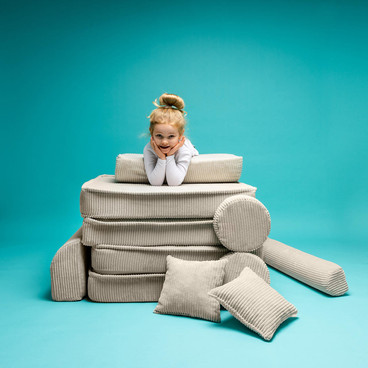 KINDERSOFA, Aesthetic, Cord, Ecru - Ecru, Textil (160/48/80cm) - MeowBaby