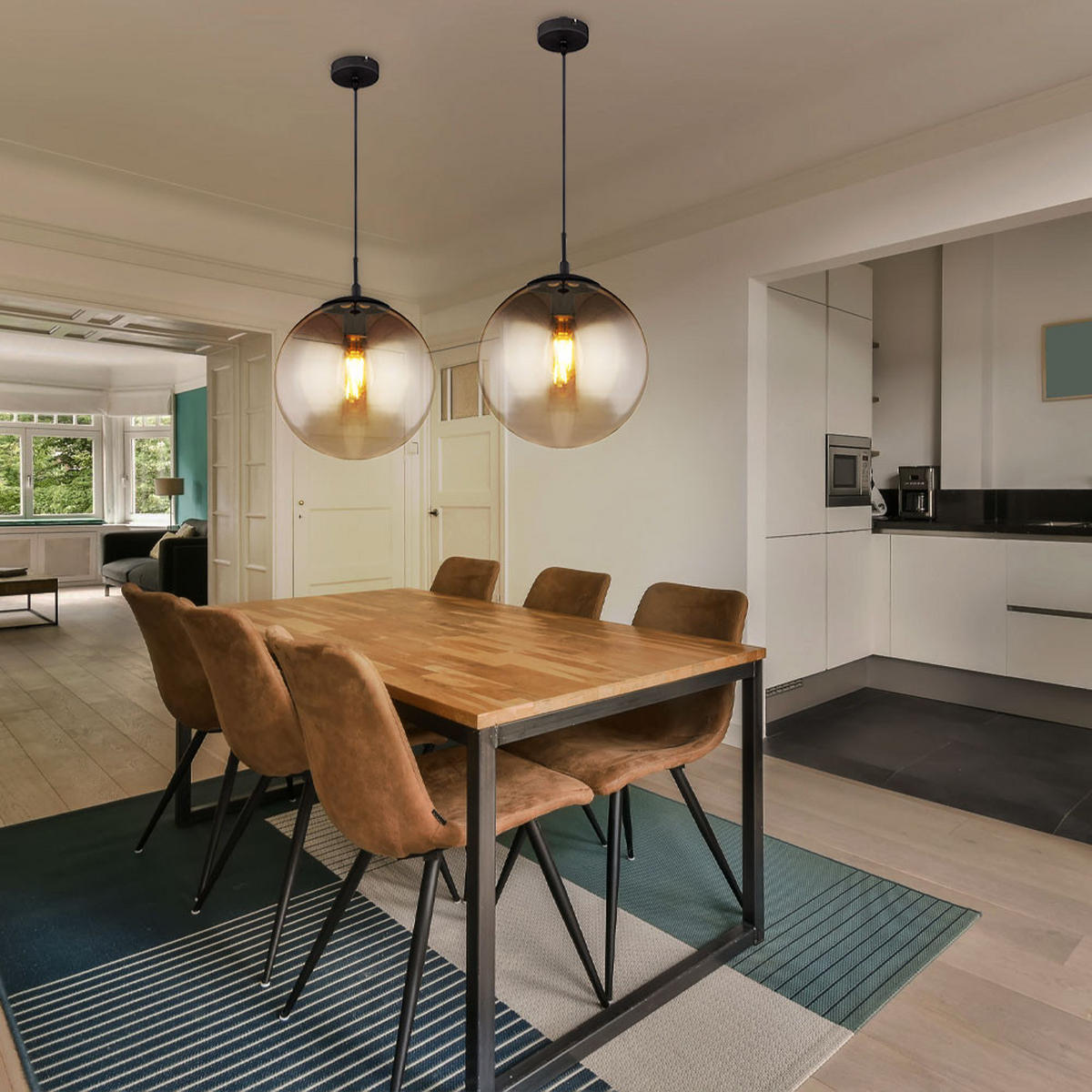 LED HÄNGELAMPE Glas Rauchfarben Schwarz Matt - Schwarz, Glas (30/30/120cm)