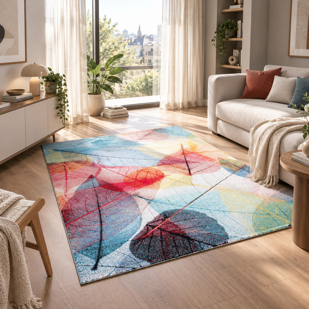 DESIGNER TEPPICH FARO TROPICAL BLÄTTER - Multicolor, Textil (200/290cm) - Pergamon