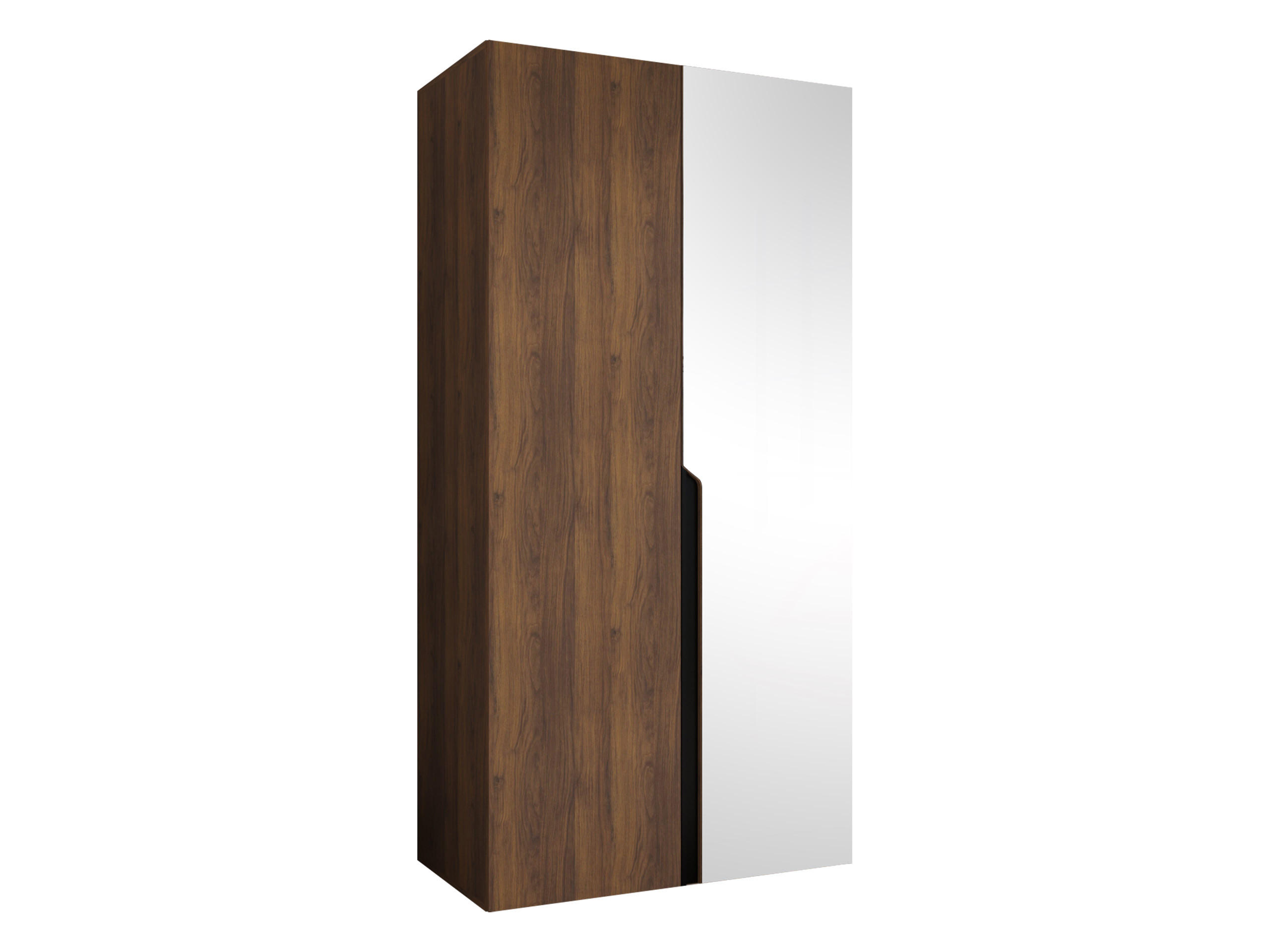 DREHTÜRENSCHRANK Mila II 100 - Nussbaumfarben/Schwarz, Holzwerkstoff/Kunststoff (100/202/52cm) - MIRJAN24