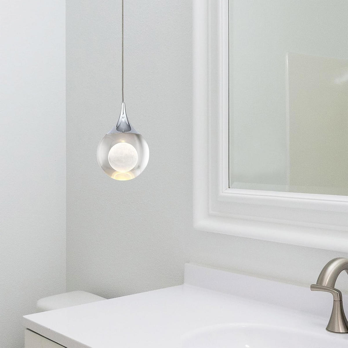PENDELLEUCHTE Kristall Modern Chrom Mini, Kücheninsel Deckenleuchte Bad - Silberfarben, Metall (10/23/25cm) - Weltevree