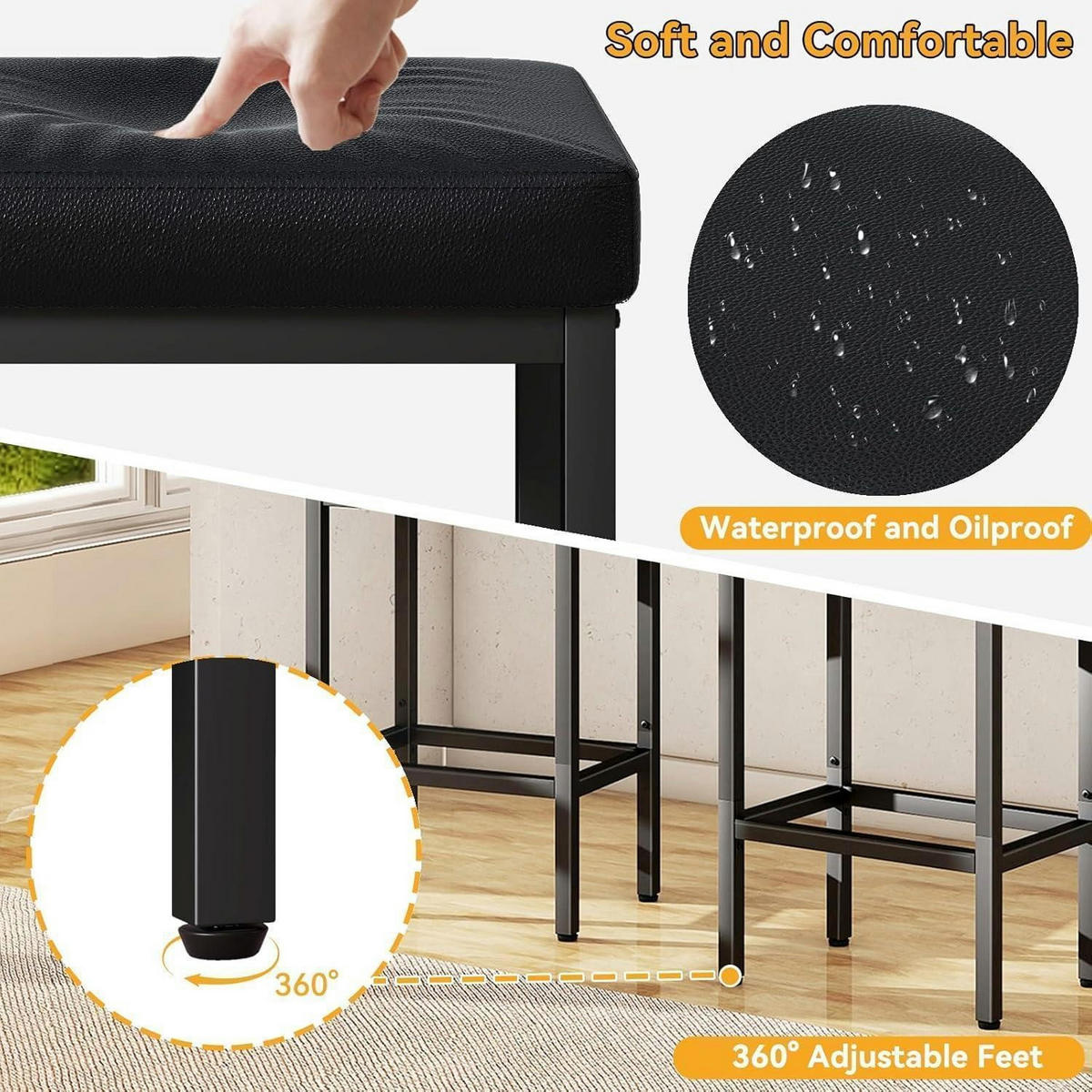 BARHOCKER 4er Set 66 cm Schwarz - Schwarz, Metall (42/66/29cm)