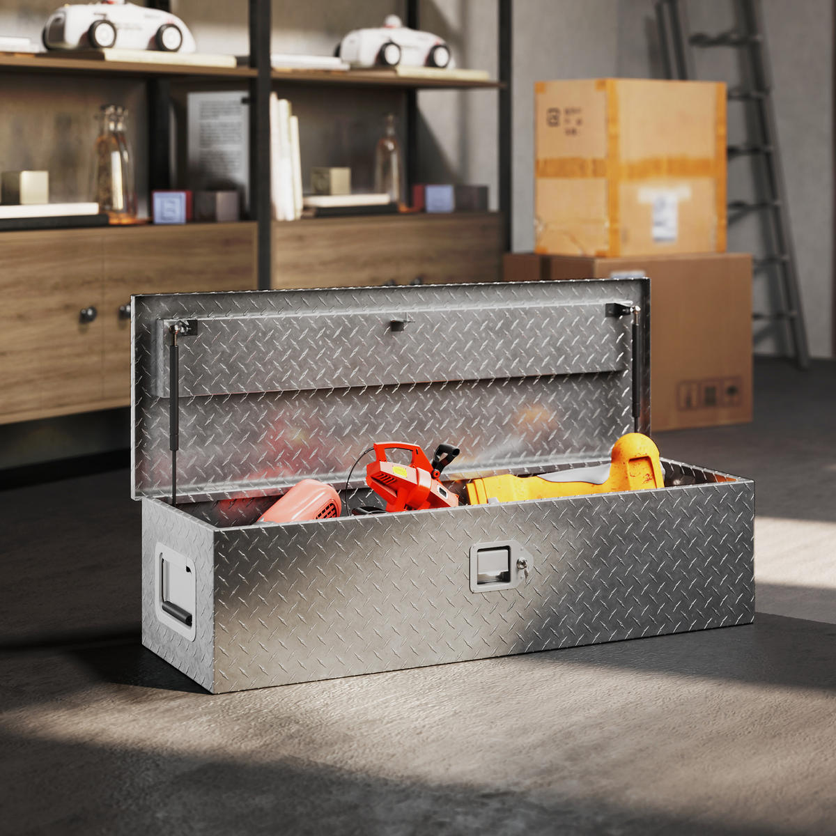 WERKZEUGKISTE, Aluminium-Box mit breiten Griffen, 99 x 33 x 25,5 cm, Silber - Multicolor, Metall (33/25.5/99cm) - FORIOUS