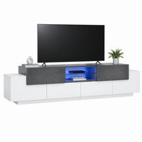 TV-ELEMENT mit LED-Beleuchtung 180 cm Weiß Grau in Marmoroptik - Grau, Holzwerkstoff (40/45/180cm) - Beauniv