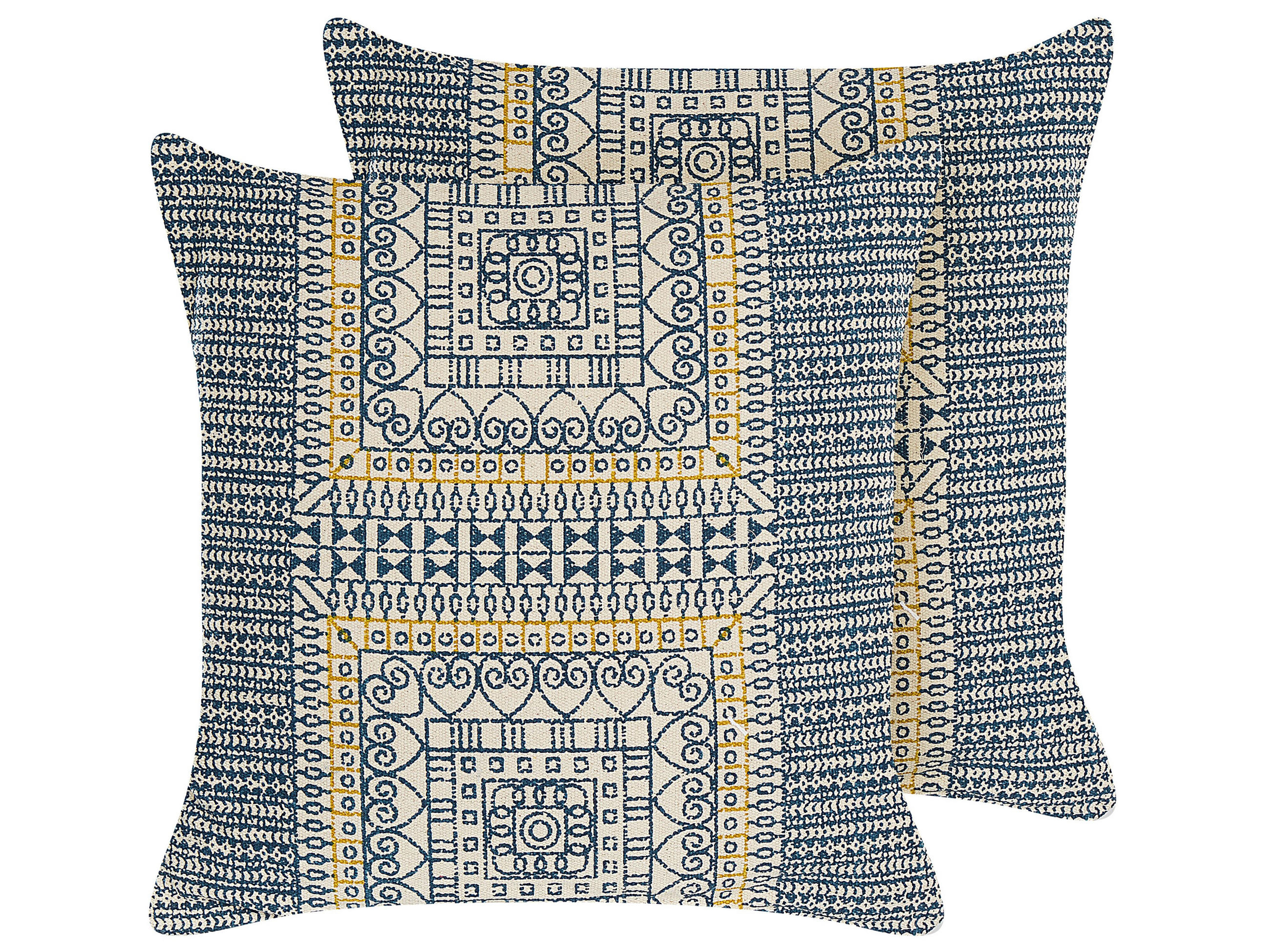 DEKOKISSEN 2er-Set Blau 50/50 cm Safi - Blau, Naturmaterialien/Textil (50/50cm) - Beliani