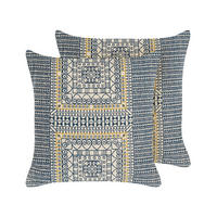 DEKOKISSEN 2er-Set Blau 50/50 cm Safi - Blau, Naturmaterialien/Textil (50/50cm) - Beliani