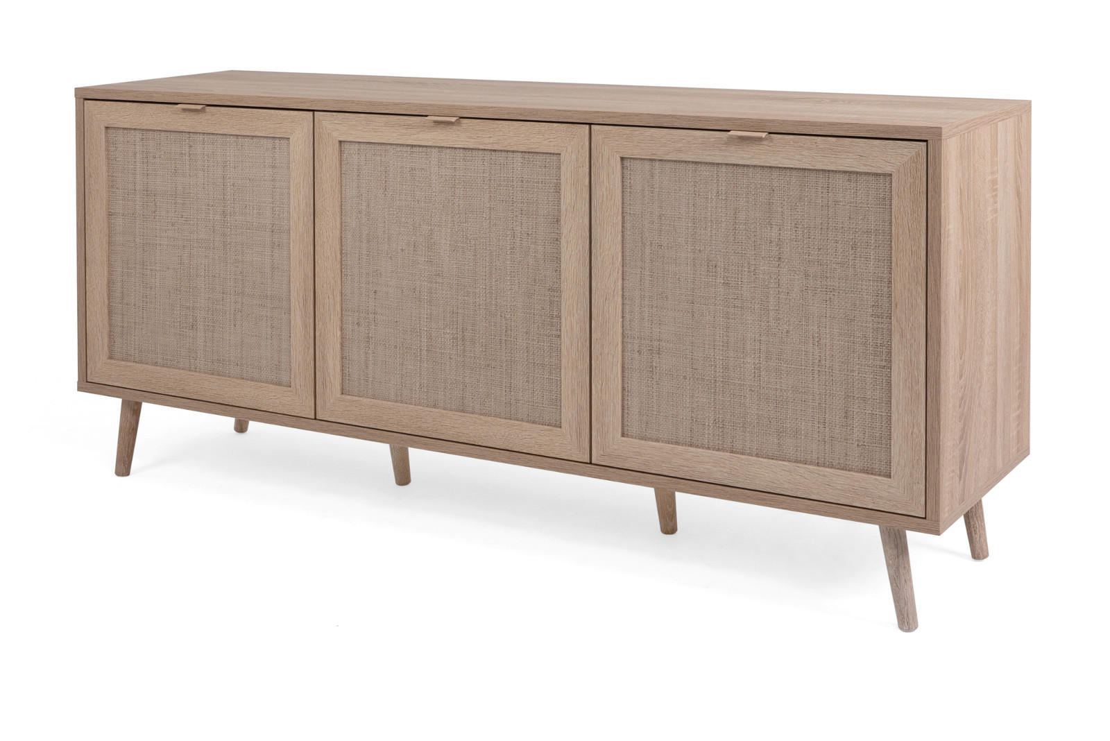 SIDEBOARD Eiche Sonoma, Bast-Dekor 150 cm, Kommode skandinavisch - Eichefarben, Holz/Holzwerkstoff (150/71/40cm) - Furn.Design