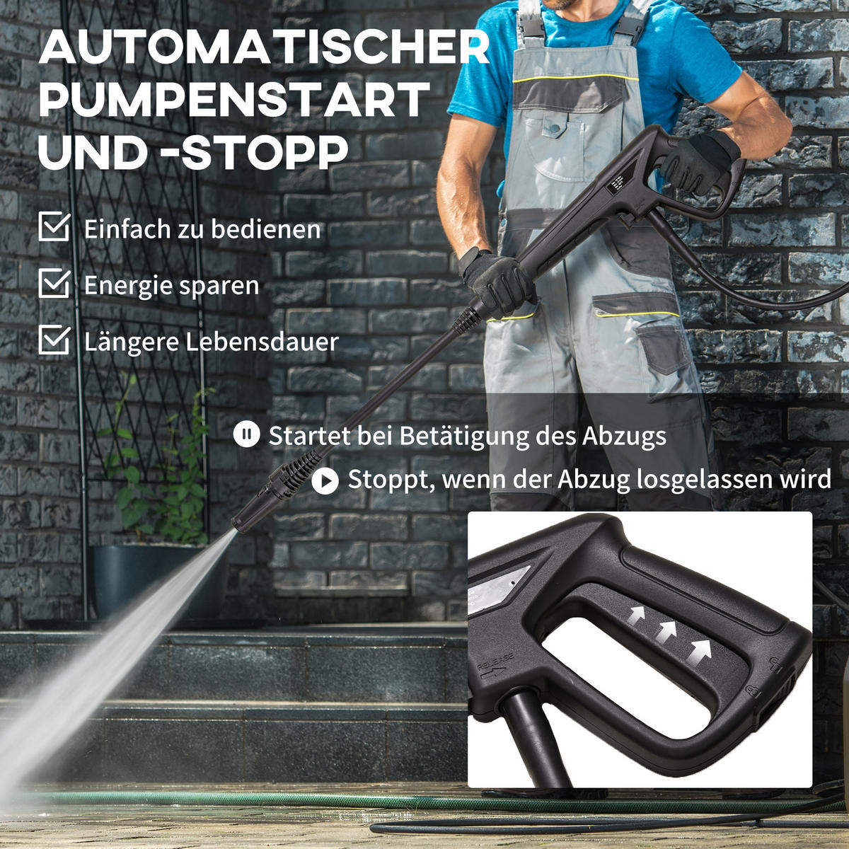 HOCHDRUCKREINIGER mit 6 m Hochdruckschlauch, max. Wassermenge: 510 l/h, für Garten, Blau - Blau, Kunststoff (27/78/35cm) - DURHAND