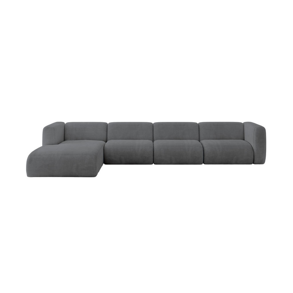 ALTDECOR ROHOVÁ SEDAČKA S LEVOU OTOMANOU MIRA-L3 409x179x70 Tmavě šedá Manšestr