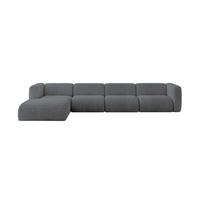 ECKSOFA Ottomane Links MIRA-L3 409x179x70 Dunkelgrau Cord - Dunkelgrau/Schwarz, Holzwerkstoff/Kunststoff (409/179cm) - ALTDECOR
