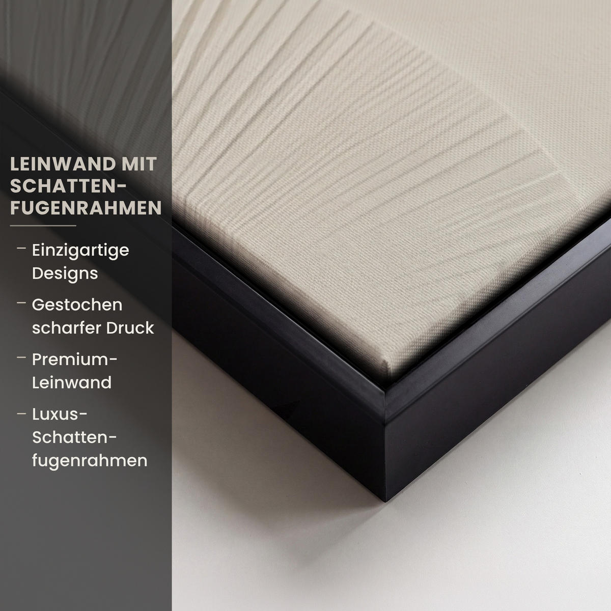 LEINWAND Bilder mit Rahmen - Japandi - Beige - Modern - 90x90 - Ecru, Textil (90/90cm) - MuchoWow