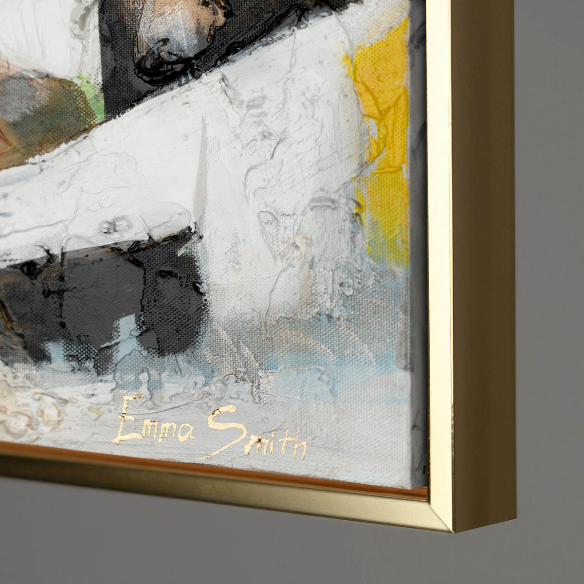 GEMÄLDE Sonnenhäuser Schattenfugenrahmen Gold 150x50 cm - Goldfarben, Holz (150/50cm) - YS-art gallery