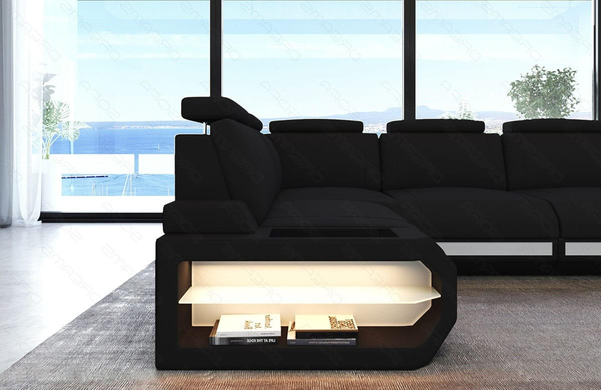 ECKSOFA Siena Schwarz Weiß Mikrofaserstoff - Schwarz, Kunststoff (272/272cm)