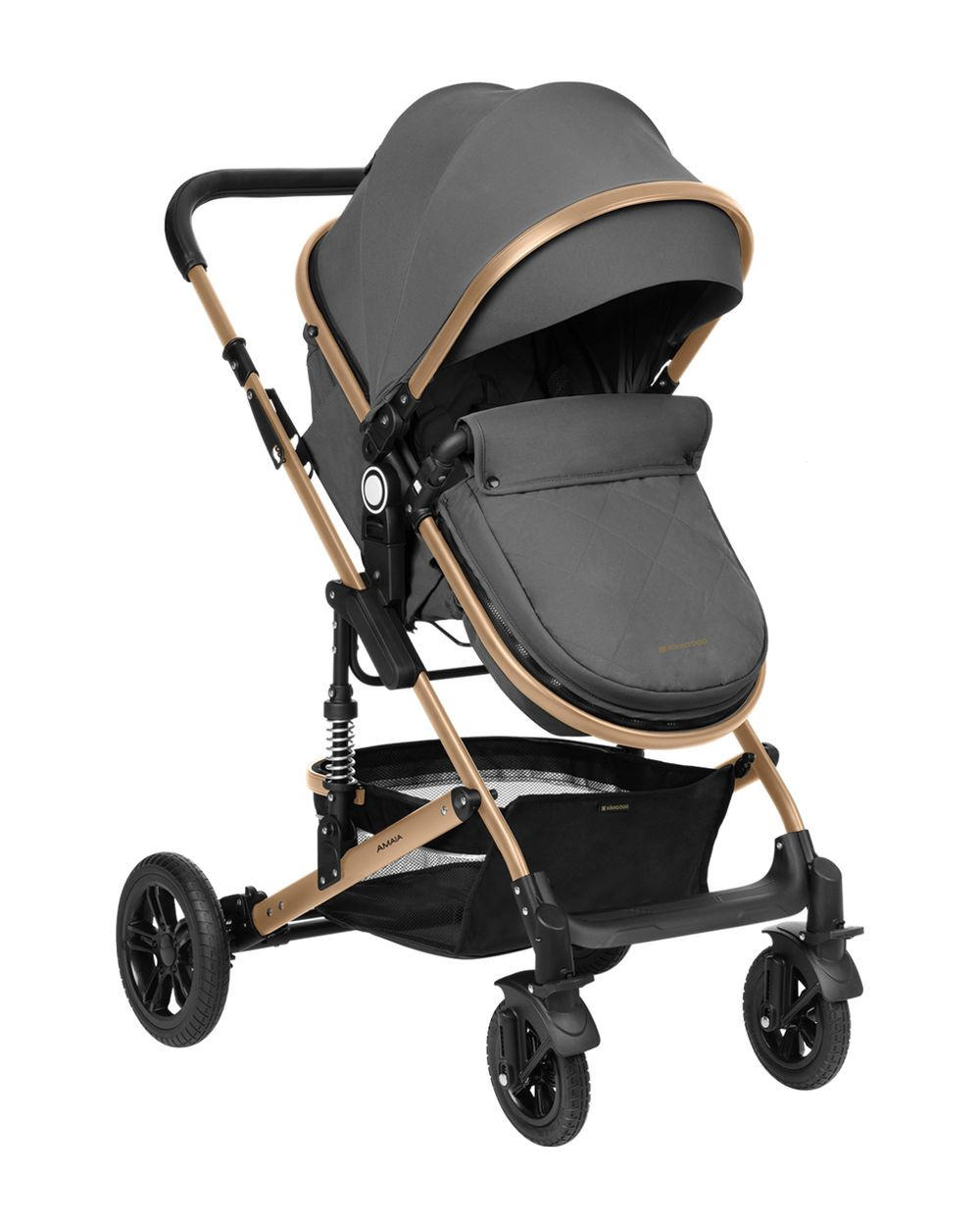 KOMBIKINDERWAGEN Amaia 3 in 1 dunkelgrau Size Babyschale umbaubar Federung Tasche - Dunkelgrau, Metall (86/50/107cm) - Kikka boo