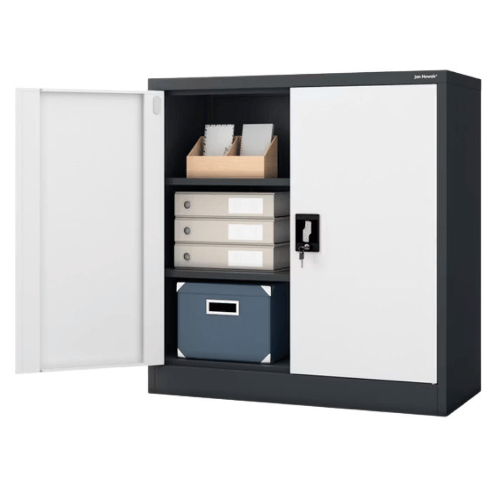 AKTENSCHRANK abschließbar BEATA mit Flügeltüren 93x90x40cm Anthrazit-Weiß - Anthrazit, Metall (90/93/40cm) - Jan Nowak