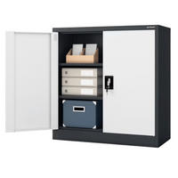 AKTENSCHRANK abschließbar BEATA mit Flügeltüren 93x90x40cm Anthrazit-Weiß - Anthrazit, Metall (90/93/40cm) - Jan Nowak