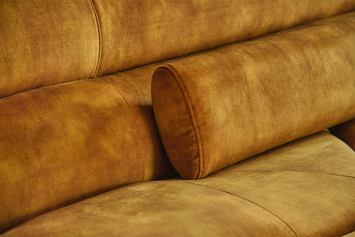 BIG SOFA MIT KISSEN TARA Gold Velvet - Goldfarben, Textil (286/76/143cm) - KAWOLA