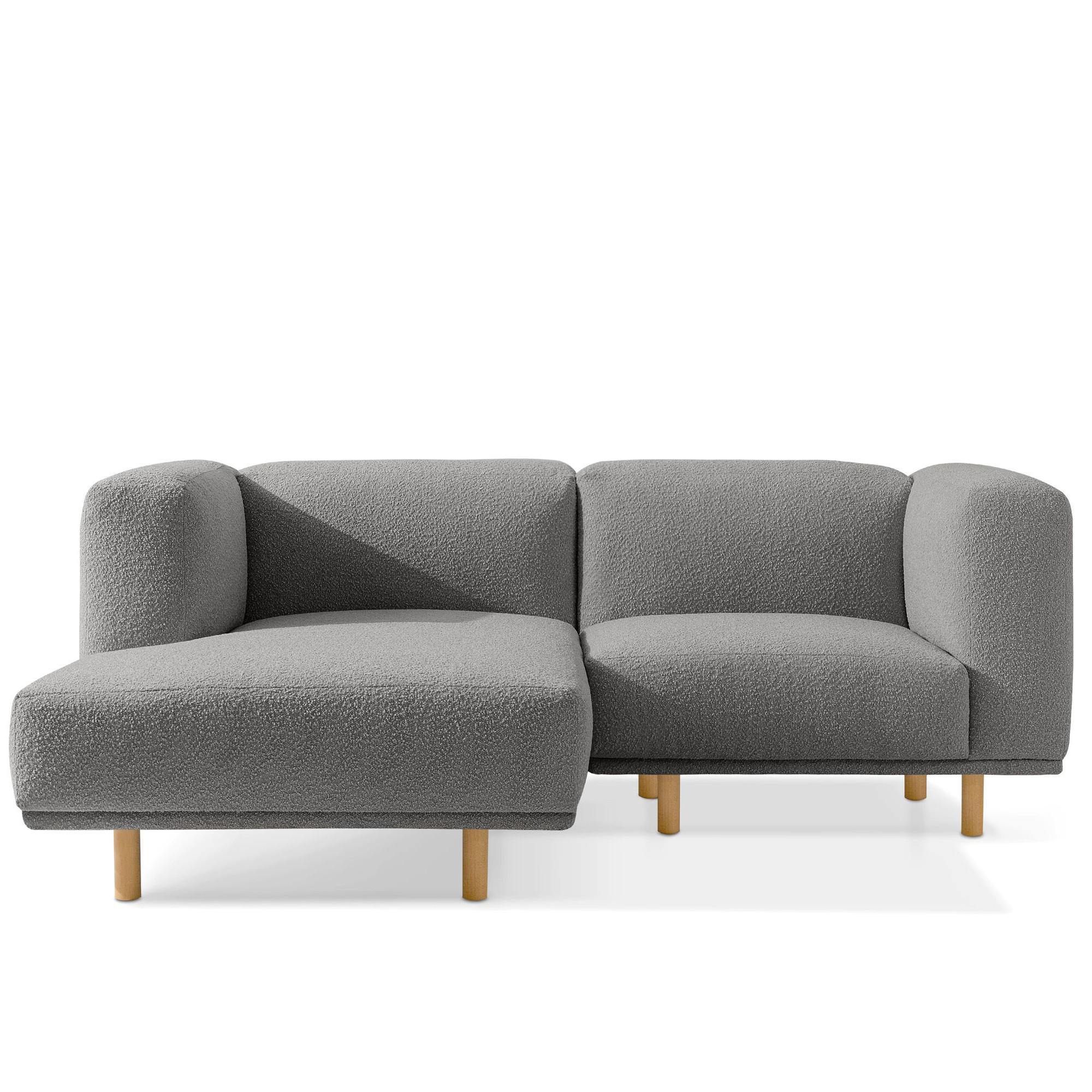 ECKSOFA-LINKS FOSERO, Bouclé - Eschefarben/Buchefarben, Holz/Holzwerkstoff (204/155cm) - KONSIMO®