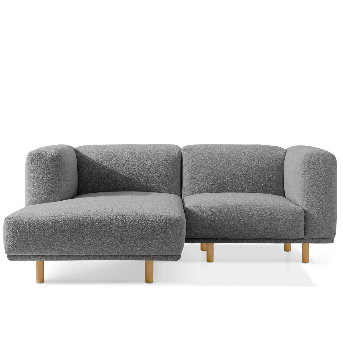 ECKSOFA-LINKS FOSERO, Bouclé - Eschefarben/Buchefarben, Holz/Holzwerkstoff (204/155cm) - KONSIMO®