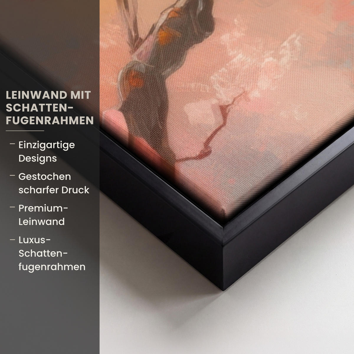 LEINWAND Bilder mit Rahmen - Rotkehlchen - Zierpflanze - Blütenzweig - 100x70 - Hellrosa, Textil (100/70cm) - MuchoWow
