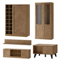 WOHNZIMMER-SET Cozy Eiche Rustikal 5-teilig - Eichefarben/Braun, Holz/Metall (355/200/60cm) - Feldmann-Wohnen