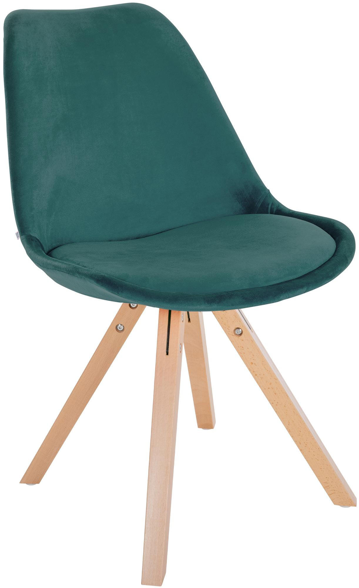 STUHL Samt grün - Naturfarben/Grün, Holz/Textil (48/81/54cm) - CLP