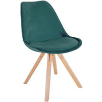 STUHL Samt grün - Naturfarben/Grün, Holz/Textil (48/81/54cm) - CLP
