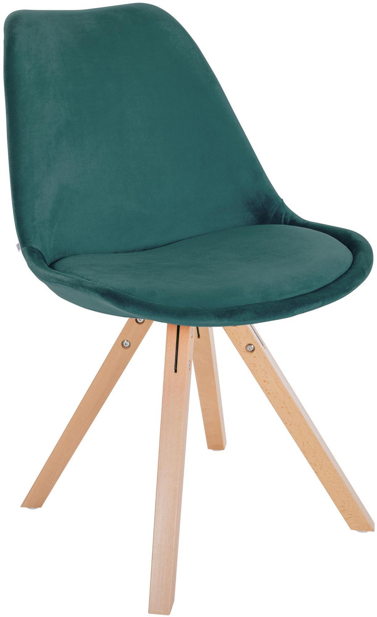 STUHL Samt grün - Naturfarben/Grün, Holz/Textil (48/81/54cm) - CLP