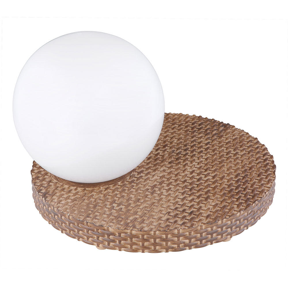 LED AUSSENLEUCHTE Kugel Rattan Optik Weiß - Weiß, Kunststoff (20/20/17cm) - Globo Lighting