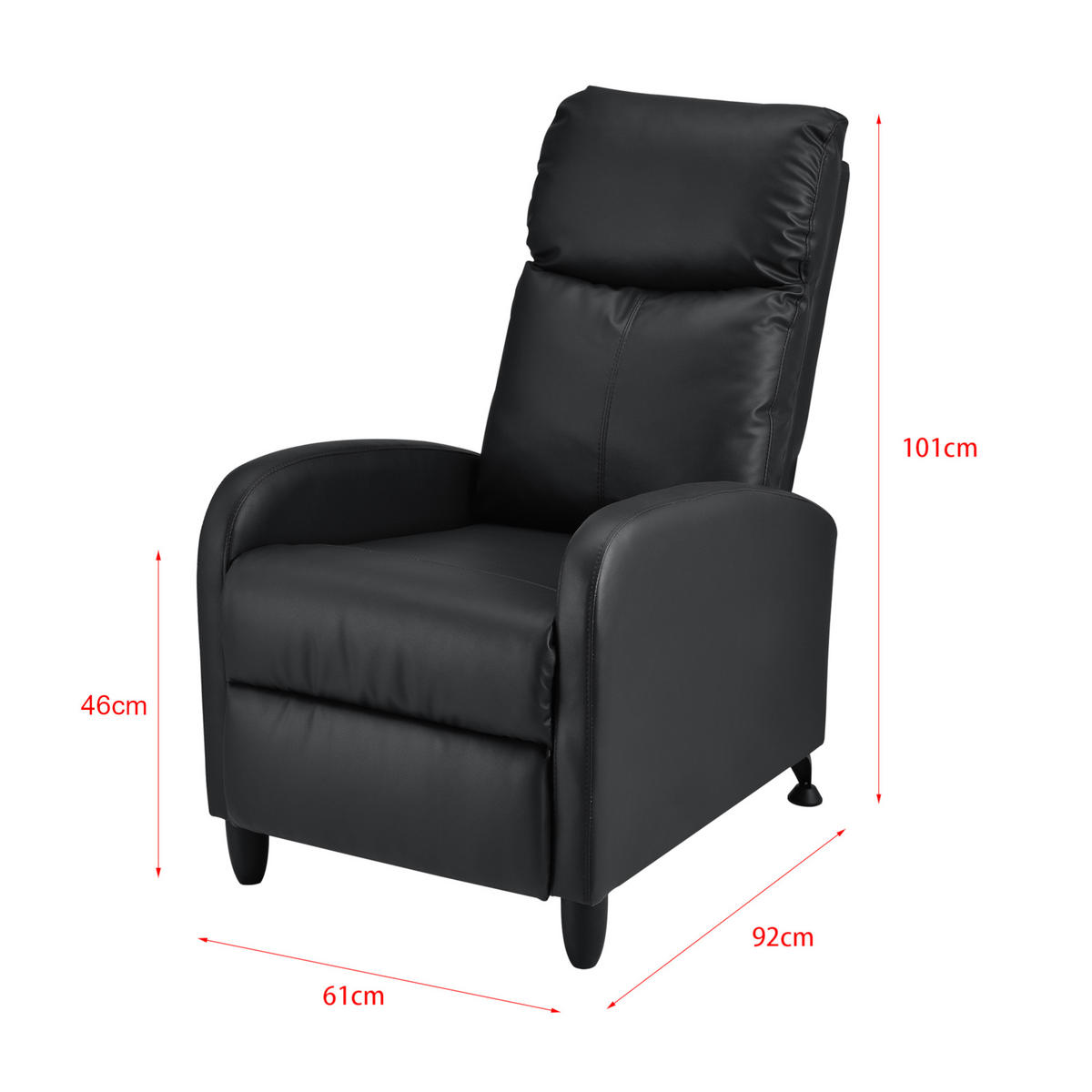 POLSTERSESSEL Bregenz Kunstleder Schwarz - Schwarz, Textil (60/102/92cm) - [en.casa]