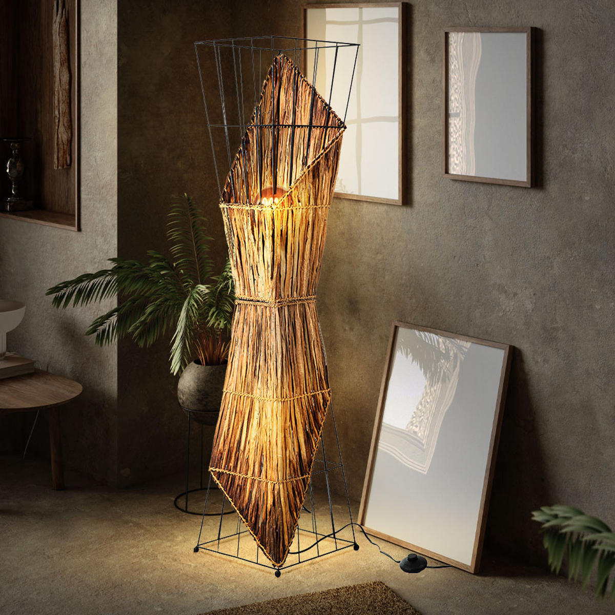 LED STEHLEUCHTE Holz Schwarz - Schwarz, Holz (27/27/130cm) - Nowa
